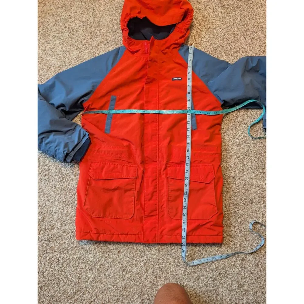 Lands' End Boys L 14-16 Orange Blue Hooded Winter Jacket Squall Parka Coat